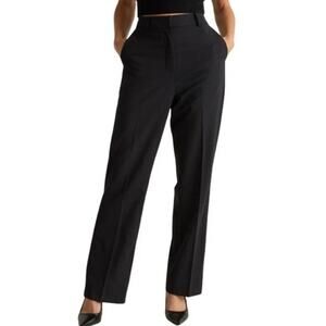 QUINCE black 3D Italian Tellegno light stretch wool straight leg pants trousers